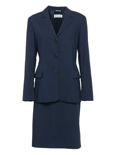 Pre-owned Sportmax Vintage Button-fastening Skirt Suit In Blue