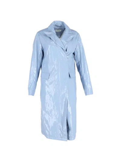 Pre-owned Sportmax Vintage Faux-leather Coat In Blue