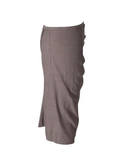 Pre-owned Sportmax Vintage Pencil Cotton Midi Skirt In Neutral