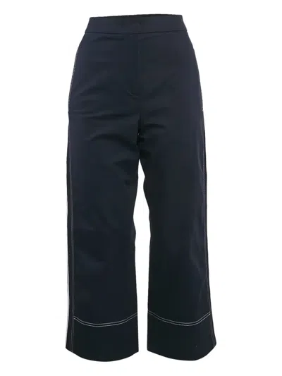 Pre-owned Sportmax Vintage Side-stripe Cotton Trousers In Blue