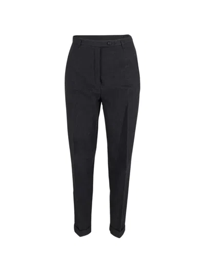 Pre-owned Sportmax Vintage Tapered Cotton Trousers In Gray