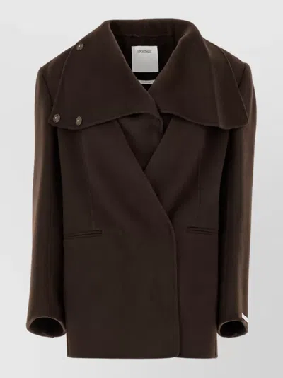 Sportmax Virgin Wool Blazer In Brown