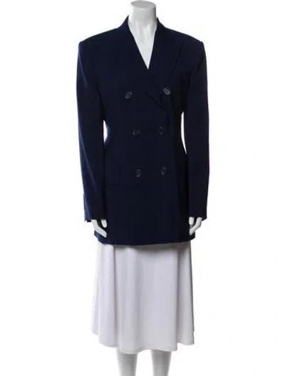 Pre-owned Sportmax Virgin Wool Blazer In Blue