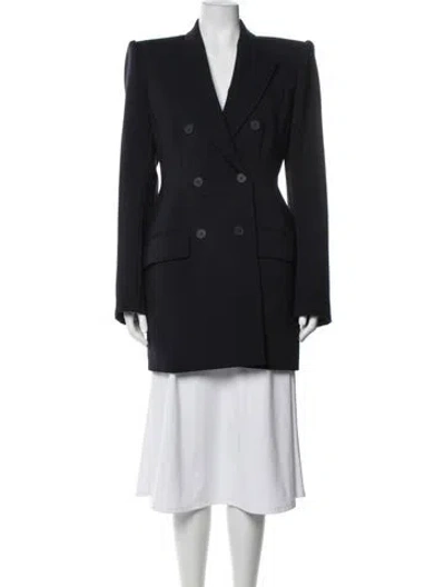 Pre-owned Sportmax Virgin Wool Blazer In Blue