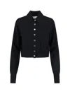 Sportmax Virgin Wool Cardigan With Classic Collar And Retro Charm In Black