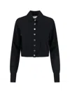 Sportmax Virgin Wool Cardigan With Classic Collar And Retro Charm In Black