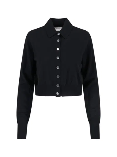 Sportmax Virgin Wool Cardigan With Classic Collar And Retro Charm In Black