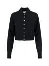 Sportmax Virgin Wool Cardigan With Classic Collar And Retro Charm In Black