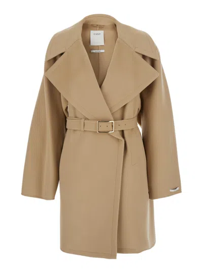 Sportmax Virgin Wool Coat In Neutral