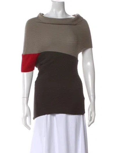 Pre-owned Sportmax Virgin Wool Colorblock Pattern Top In Brown