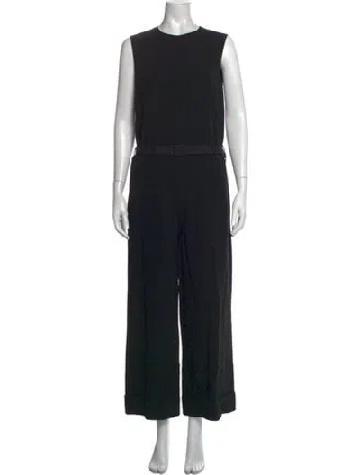 Pre-owned Sportmax Virgin Wool Crew Neck Jumpsuit In Black