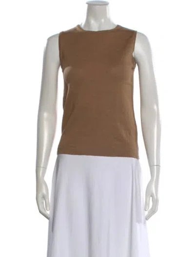 Pre-owned Sportmax Virgin Wool Crew Neck Top In Brown