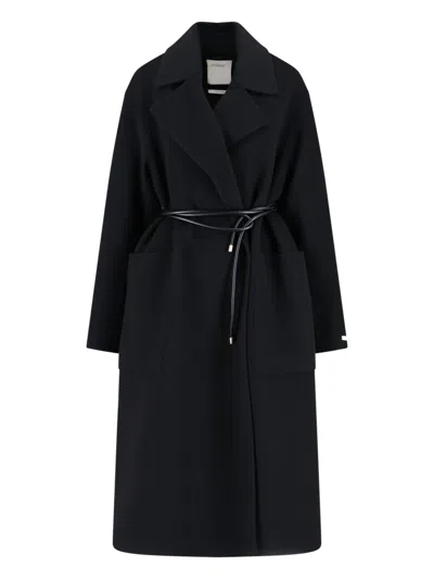 Sportmax Virgin Wool Dressing Gown Coat In Black