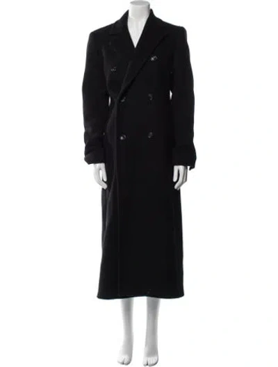 Pre-owned Sportmax Virgin Wool Faux Fur Coat In Black
