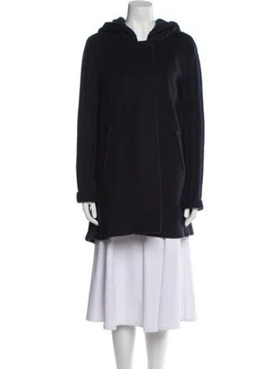 Pre-owned Sportmax Virgin Wool Faux Fur Coat In Blue