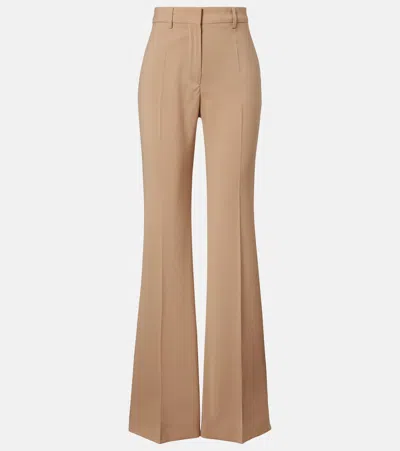 Sportmax Virgin Wool Flared Pants In Brown
