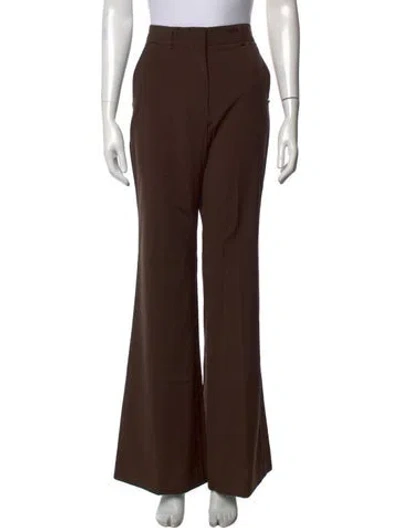 Pre-owned Sportmax Virgin Wool Flared Pants In Brown