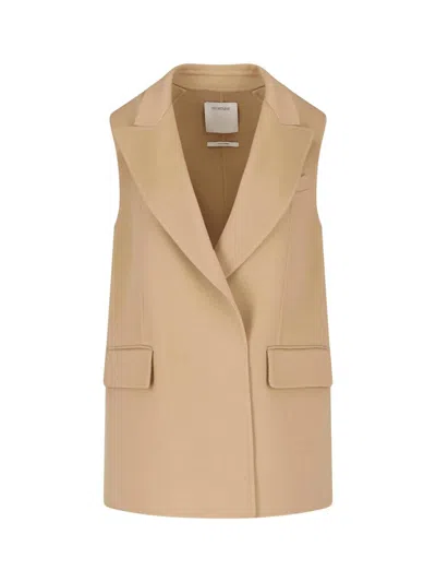 Sportmax Virgin Wool Gilet In Beige