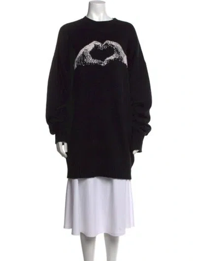 Pre-owned Sportmax Virgin Wool Graphic Print Sweater In Black