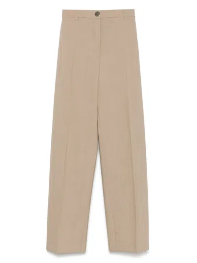 Sportmax Virgin Wool High-waisted Trousers In Brown