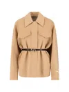 Sportmax Virgin Wool Jacket With Classic Collar In Brown