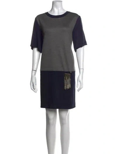 Pre-owned Sportmax Virgin Wool Knee-length Dress In Blue