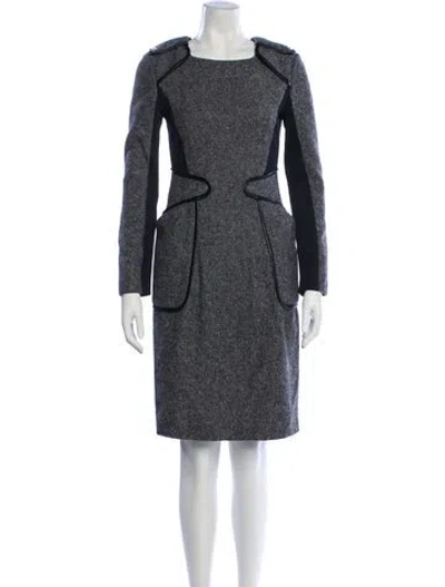 Pre-owned Sportmax Virgin Wool Knee-length Dress In Gray