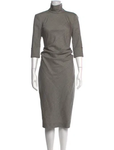 Pre-owned Sportmax Virgin Wool Knee-length Dress In Grey
