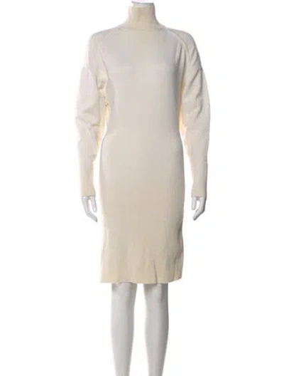 Pre-owned Sportmax Virgin Wool Knee-length Dress In Neutral
