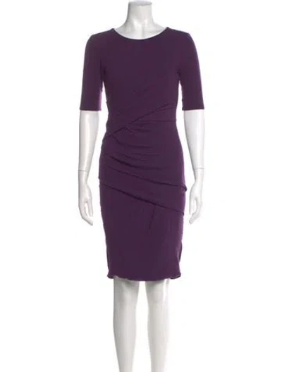 Pre-owned Sportmax Virgin Wool Knee-length Dress In Purple