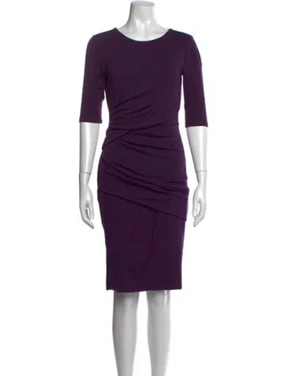 Pre-owned Sportmax Virgin Wool Knee-length Dress In Purple
