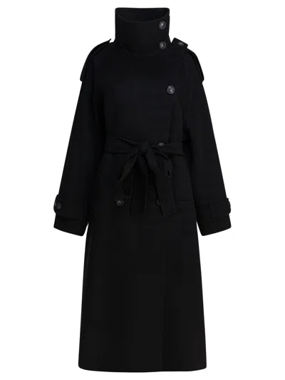 SPORTMAX VIRGIN WOOL LONG COAT JACKETS AND COATS BLACK