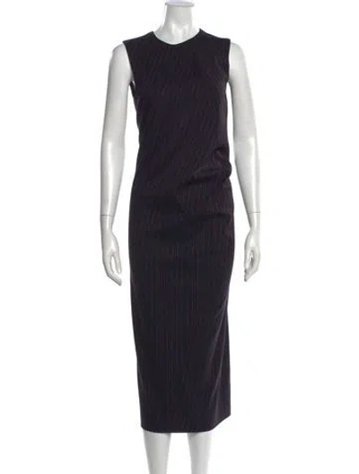 Pre-owned Sportmax Virgin Wool Long Dress In Blue