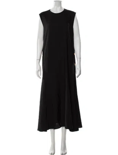 Pre-owned Sportmax Virgin Wool Long Dress In Gray