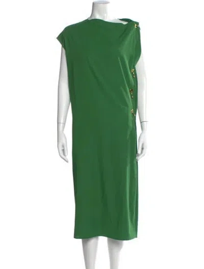 Pre-owned Sportmax Virgin Wool Long Dress In Green
