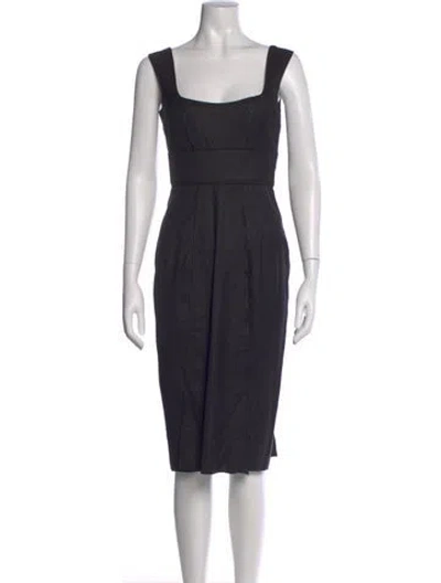 Pre-owned Sportmax Virgin Wool Midi Length Dress In Black