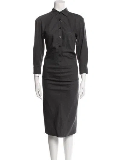 Pre-owned Sportmax Virgin Wool Midi Length Dress In Gray