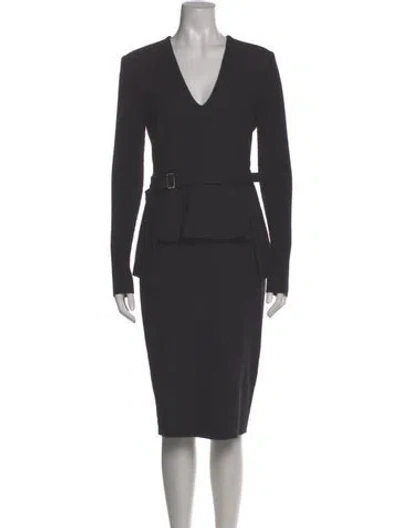 Pre-owned Sportmax Virgin Wool Midi Length Dress In Gray