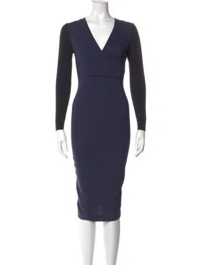 Pre-owned Sportmax Virgin Wool Midi Length Dress W/ Tags In Blue