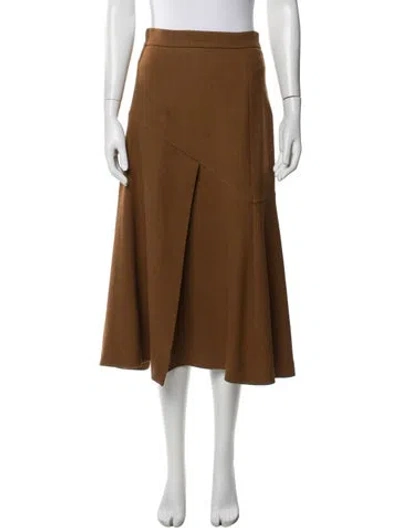 Pre-owned Sportmax Virgin Wool Midi Length Skirt In Brown