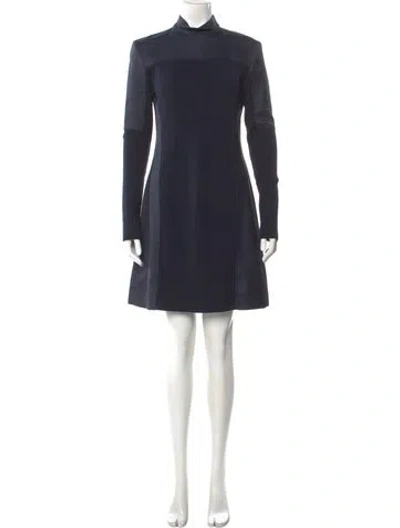 Pre-owned Sportmax Virgin Wool Mini Dress In Blue