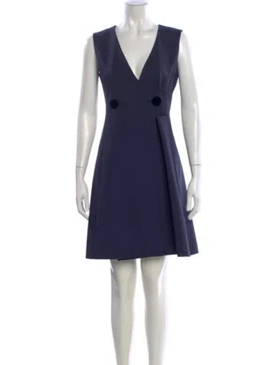 Pre-owned Sportmax Virgin Wool Mini Dress In Blue