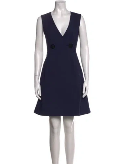 Pre-owned Sportmax Virgin Wool Mini Dress In Blue