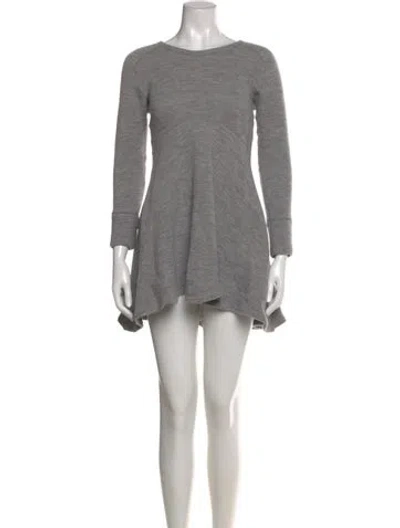 Pre-owned Sportmax Virgin Wool Mini Dress In Gray