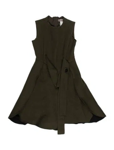 Pre-owned Sportmax Virgin Wool Mini Dress In Green