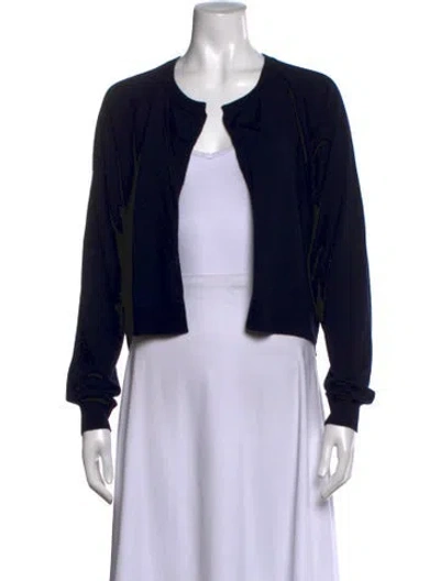 Pre-owned Sportmax Virgin Wool Open Front Sweater In Black