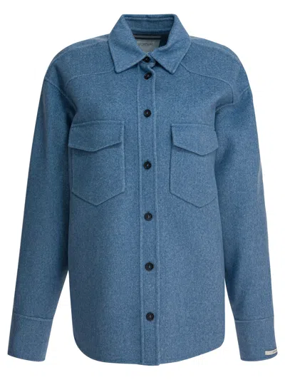 Sportmax Virgin Wool Overshirt Jacket Jackets And Coats Light Blue