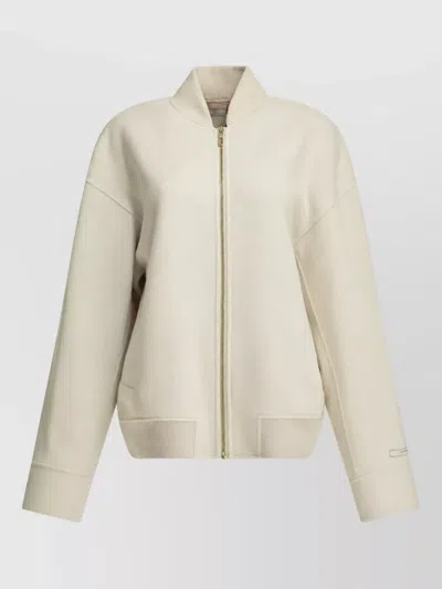 Sportmax Virgin Wool Oversized Bomber Jacket In White