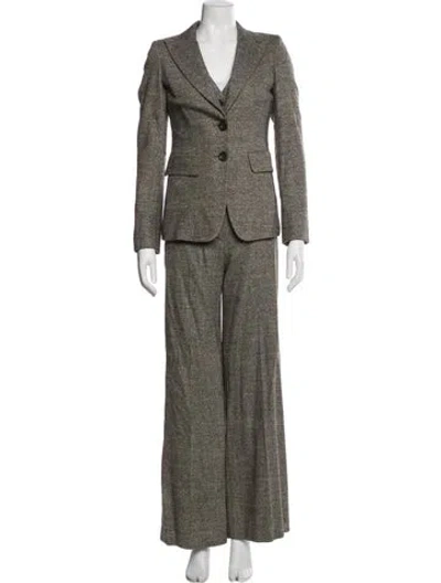 Pre-owned Sportmax Virgin Wool Pantsuit In Brown