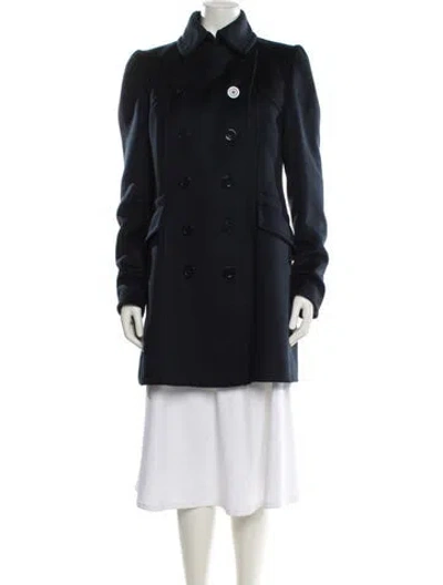 Pre-owned Sportmax Virgin Wool Peacoat In Blue